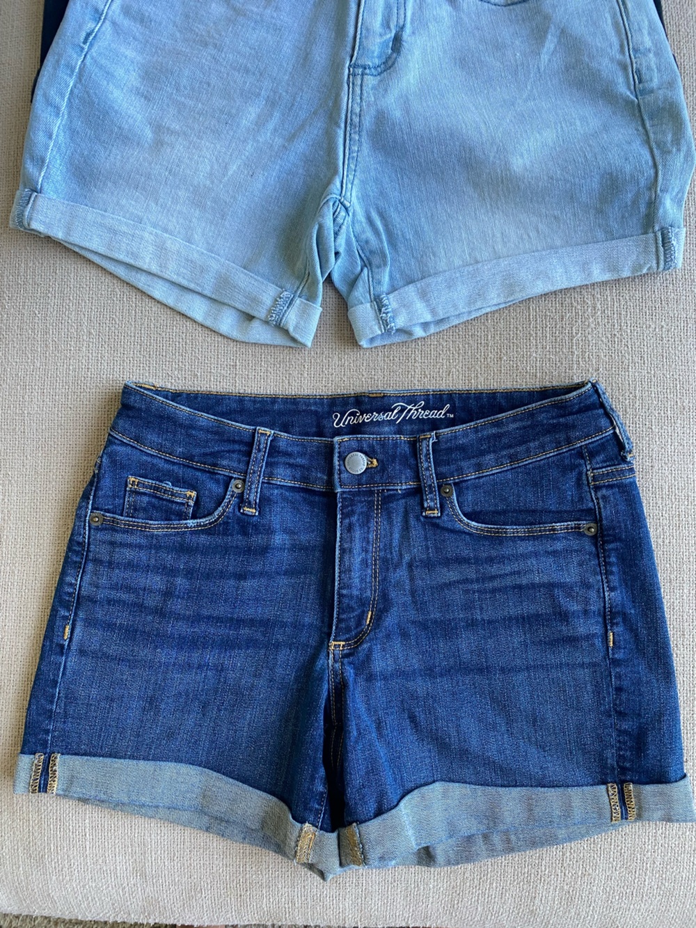4 for 1 Universal Thread Women's Denim Shorts - Light + Dark Wash, Black, White - Picture 5 of 11
